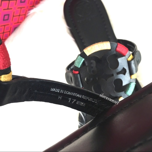 {Tory Burch} RARE Black Embroidered Miller Sandals - Picture 5 of 6